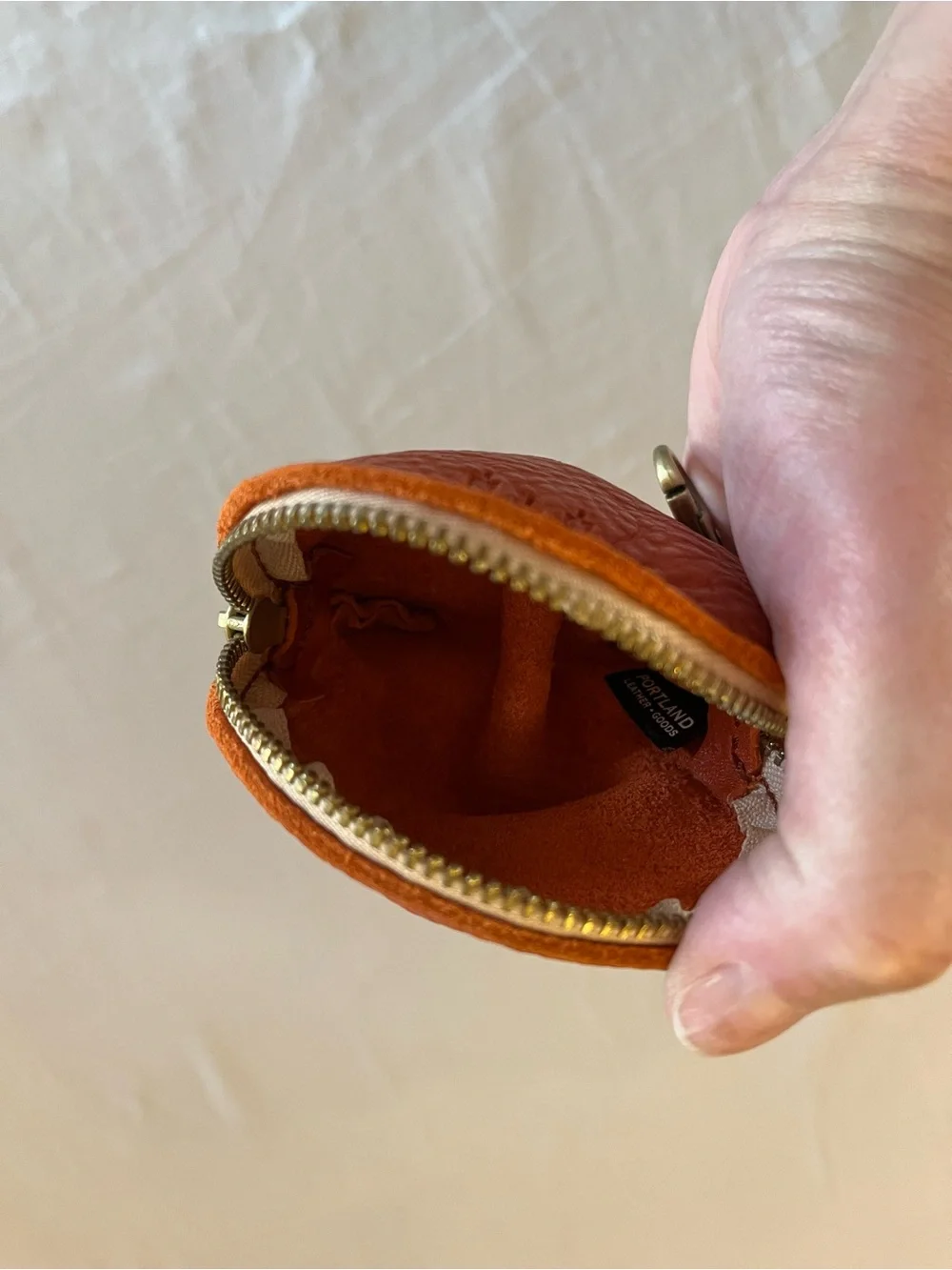 Portland Leather Fortune Cookie Orange Coin Pouch Key Clip